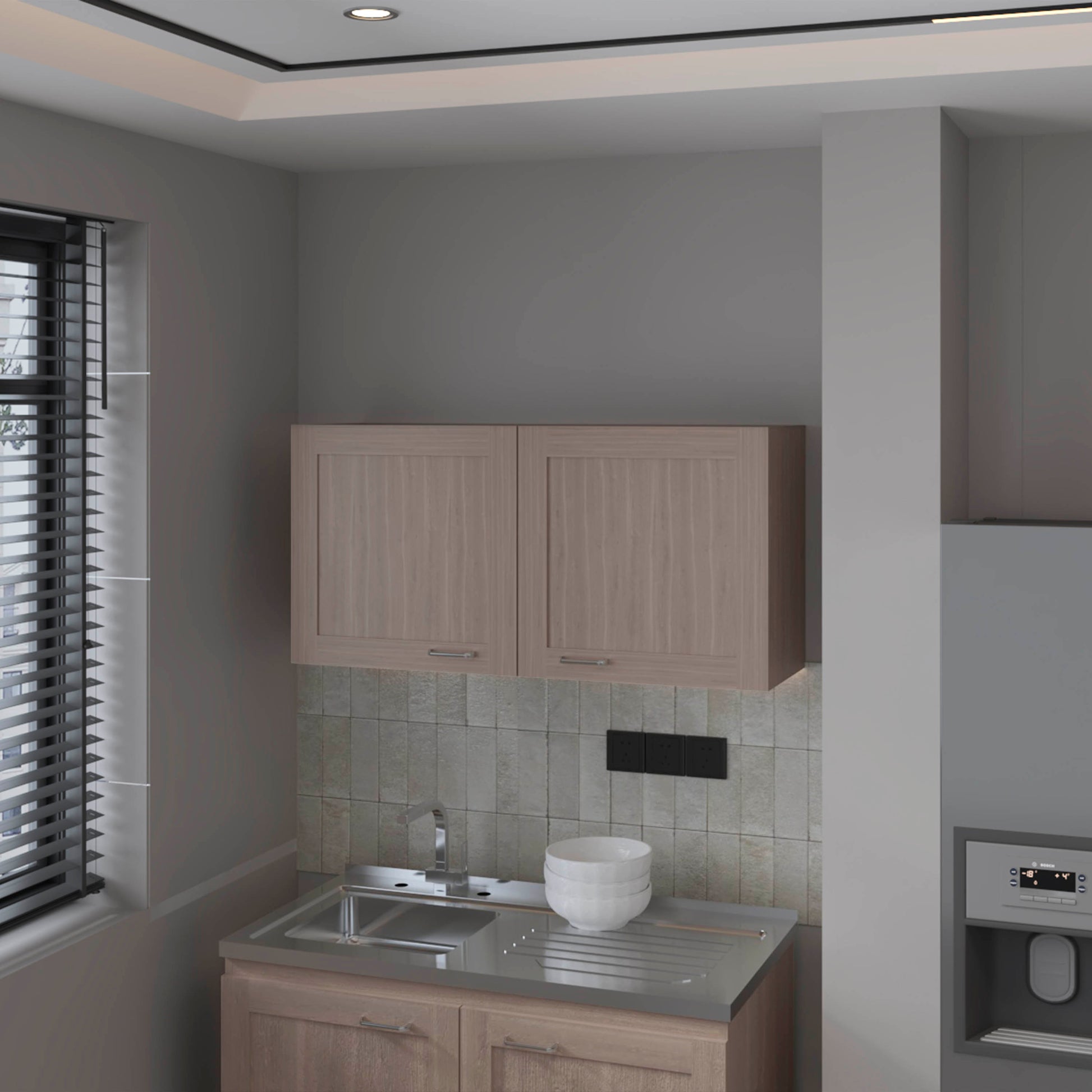 Nakya Kitchen Wall Cabinet with 2 Doors, White Oak