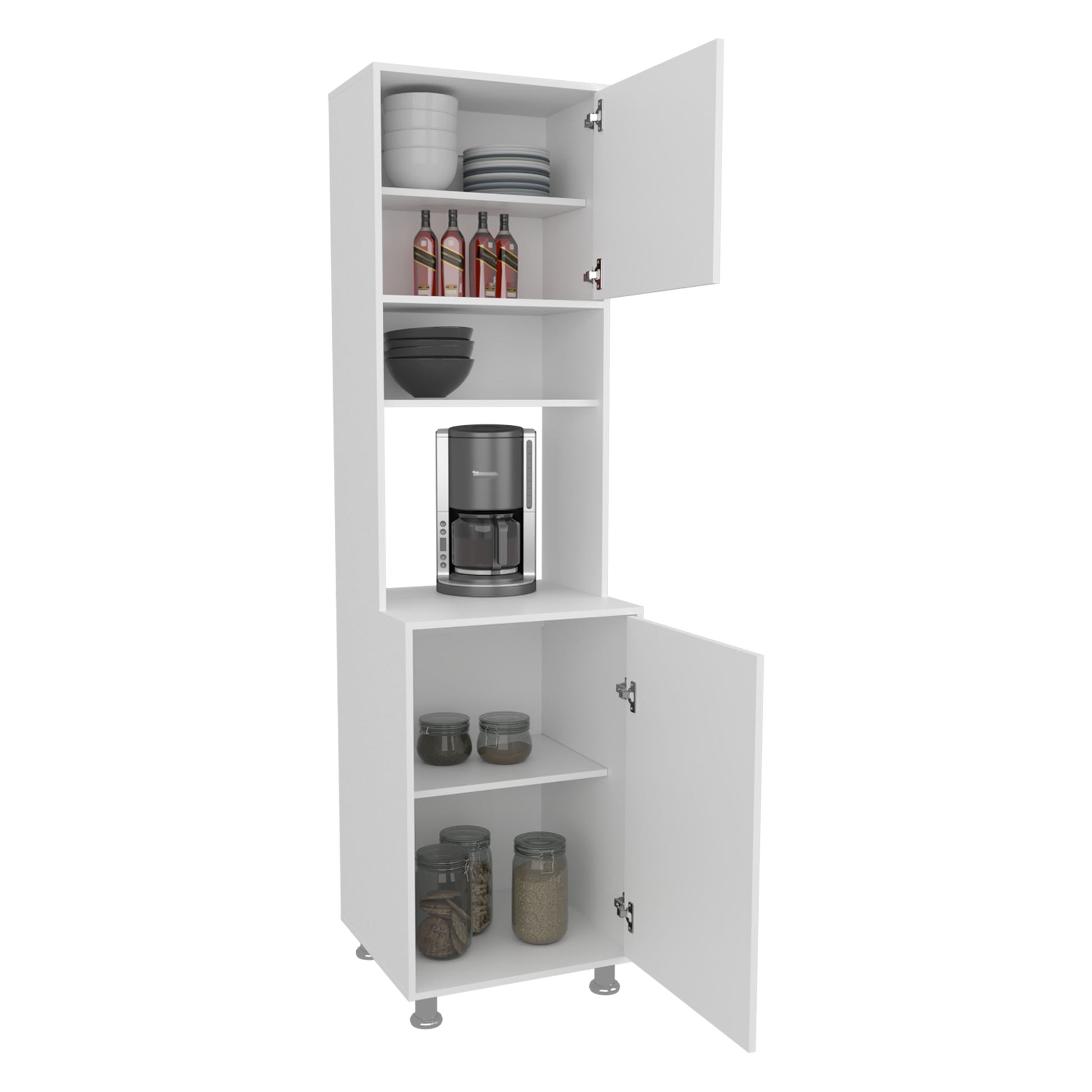 White Kitchen Pantry Cabinet - 78.7" Wide Storage for Dining Room