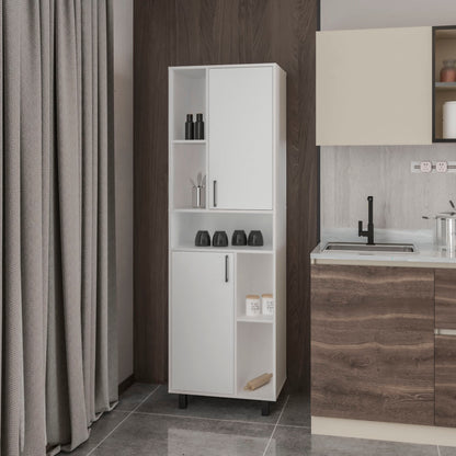 White Kitchen Server with Open Shelves & Cabinet for Dining Room