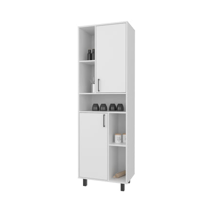 White Kitchen Server with Open Shelves & Cabinet for Dining Room