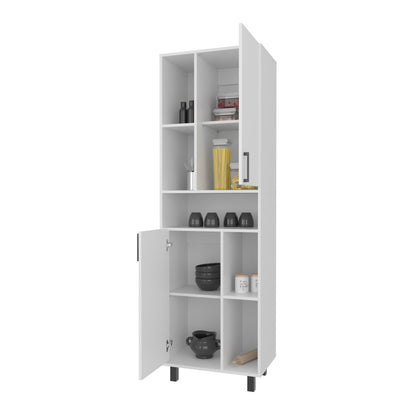 White Kitchen Server with Open Shelves & Cabinet for Dining Room