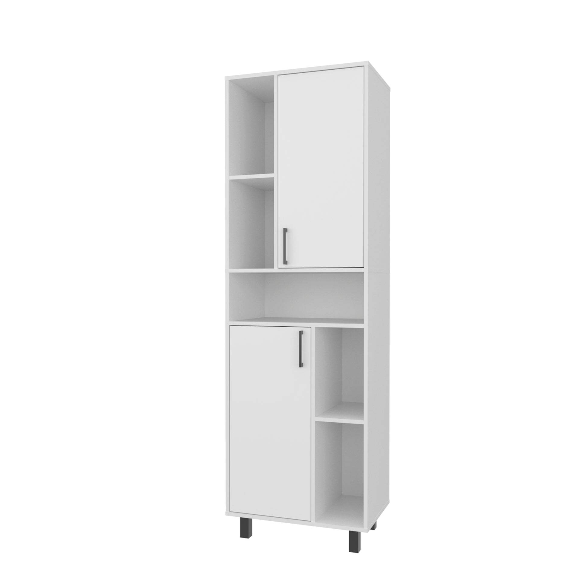 White Kitchen Server with Open Shelves & Cabinet for Dining Room