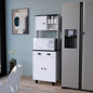 FM FURNITURE Tacna Kitchen Pantry with ample storage, 2 open shelves, 1 drawer, 1 cabinet, 2 shelves, White+wengue