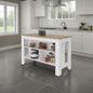 Yoder Kitchen Island with Open Storage Shelves for Home Organization, White and Natural Oak