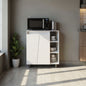 Way Kitchen Storage Cabinet with Microwave Shelf and Side Open Shelves, White
