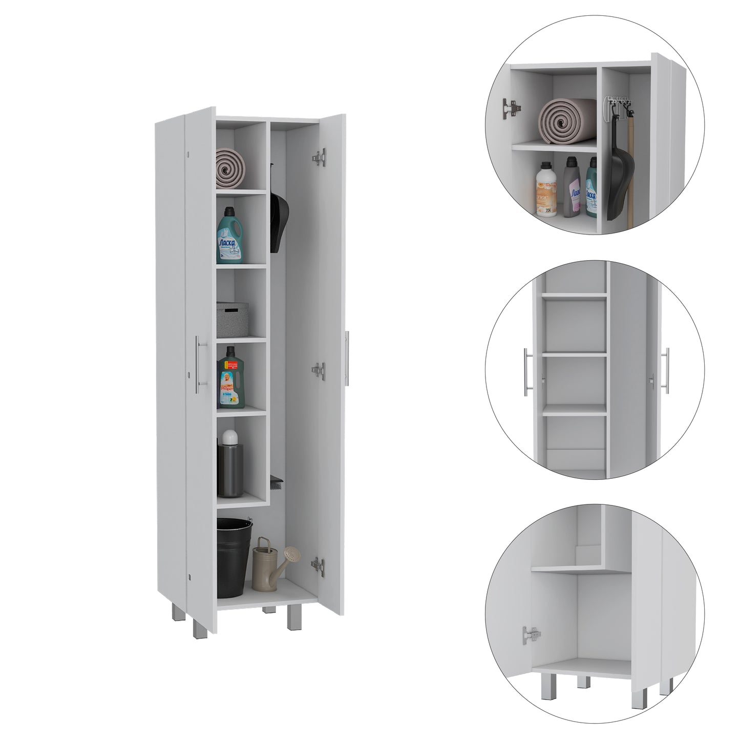 Norway Broom Closet Pantry - White Engineered Wood Server