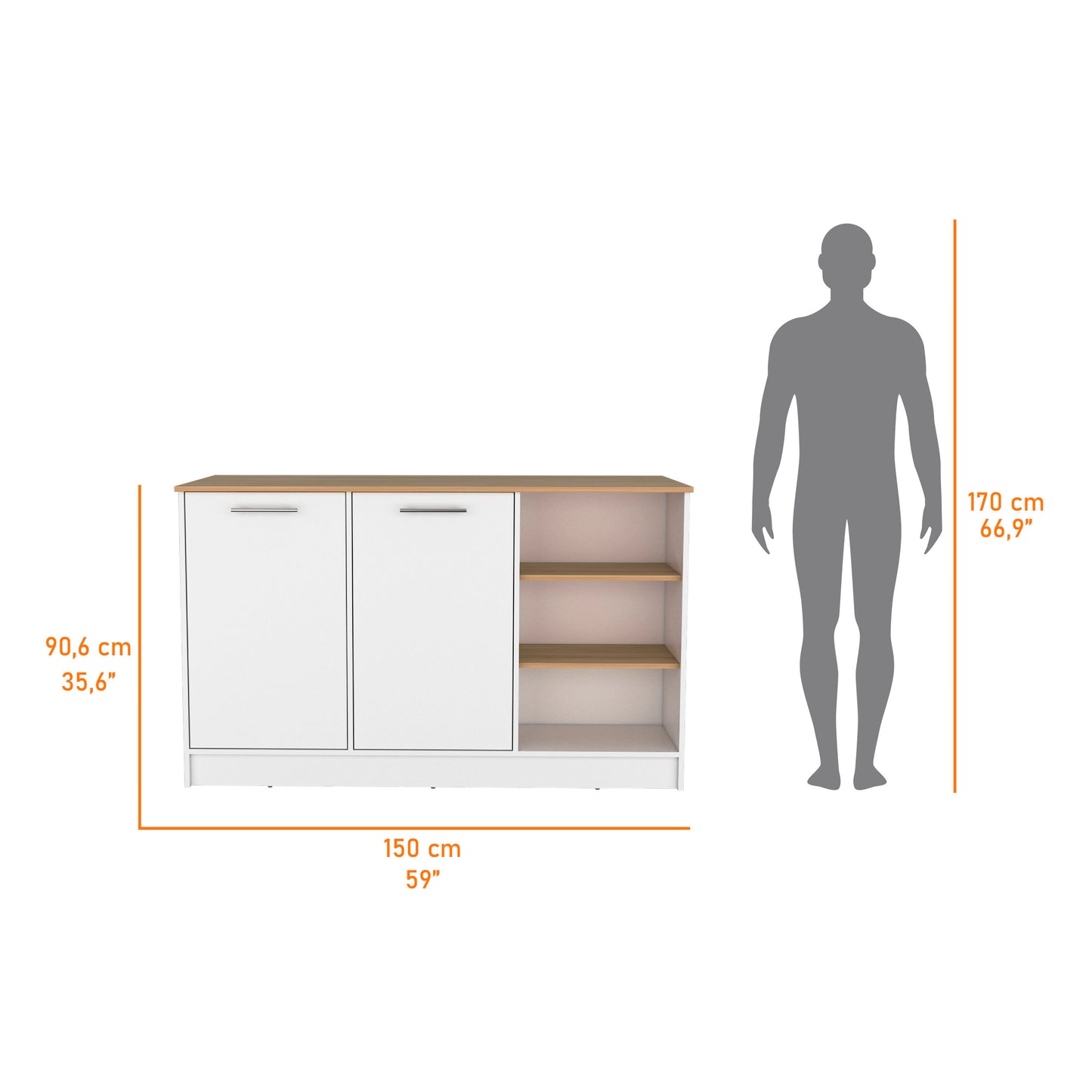 Multicolor Kitchen Island - Rectangular Pine Island