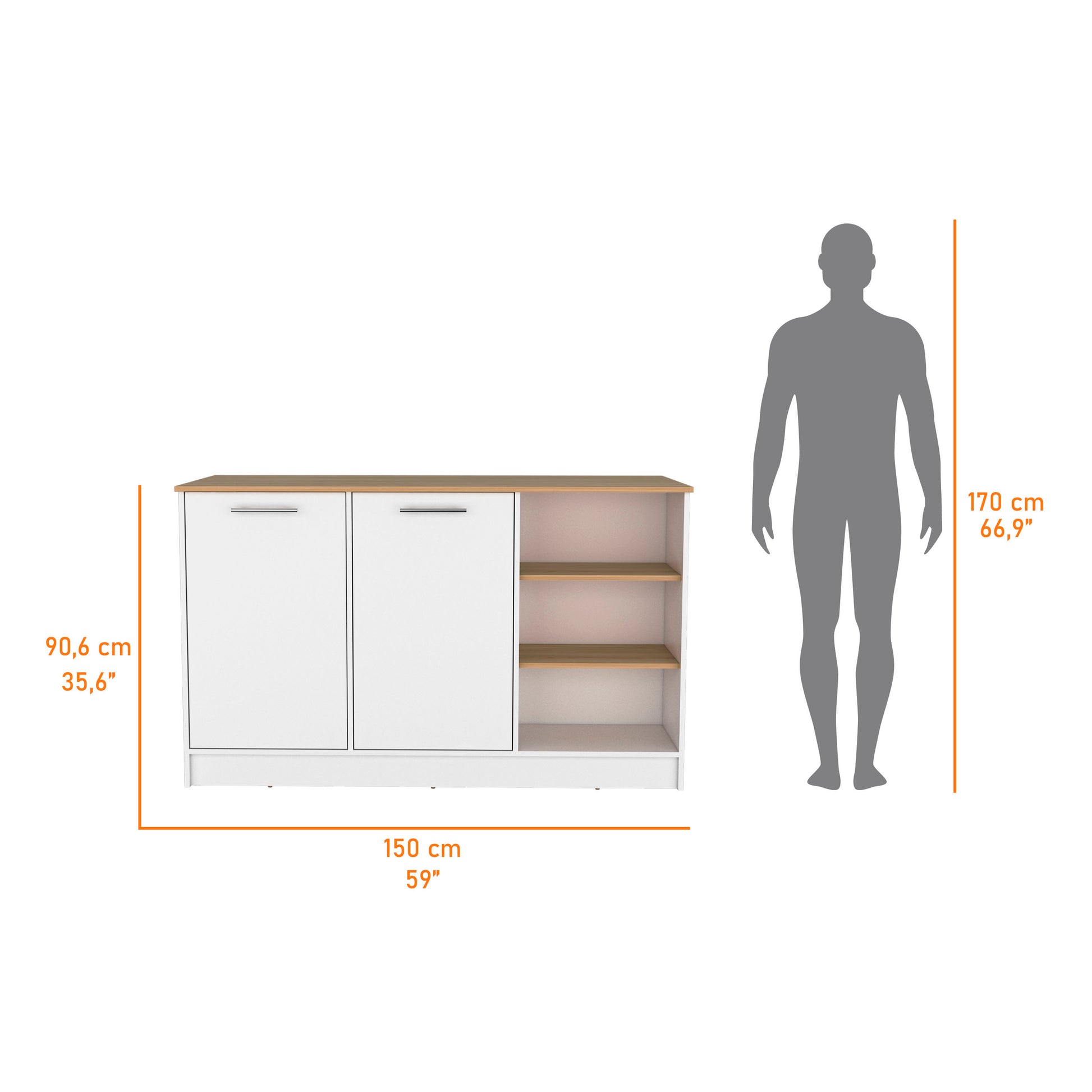 Multicolor Kitchen Island - Rectangular Pine Island