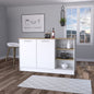 Gladiolus kitchen island in melamine, two doors, three open shelves