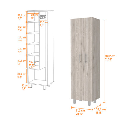 Norway Broom Closet Pantry - 5 Shelf Storage Cabinet, Multicolor