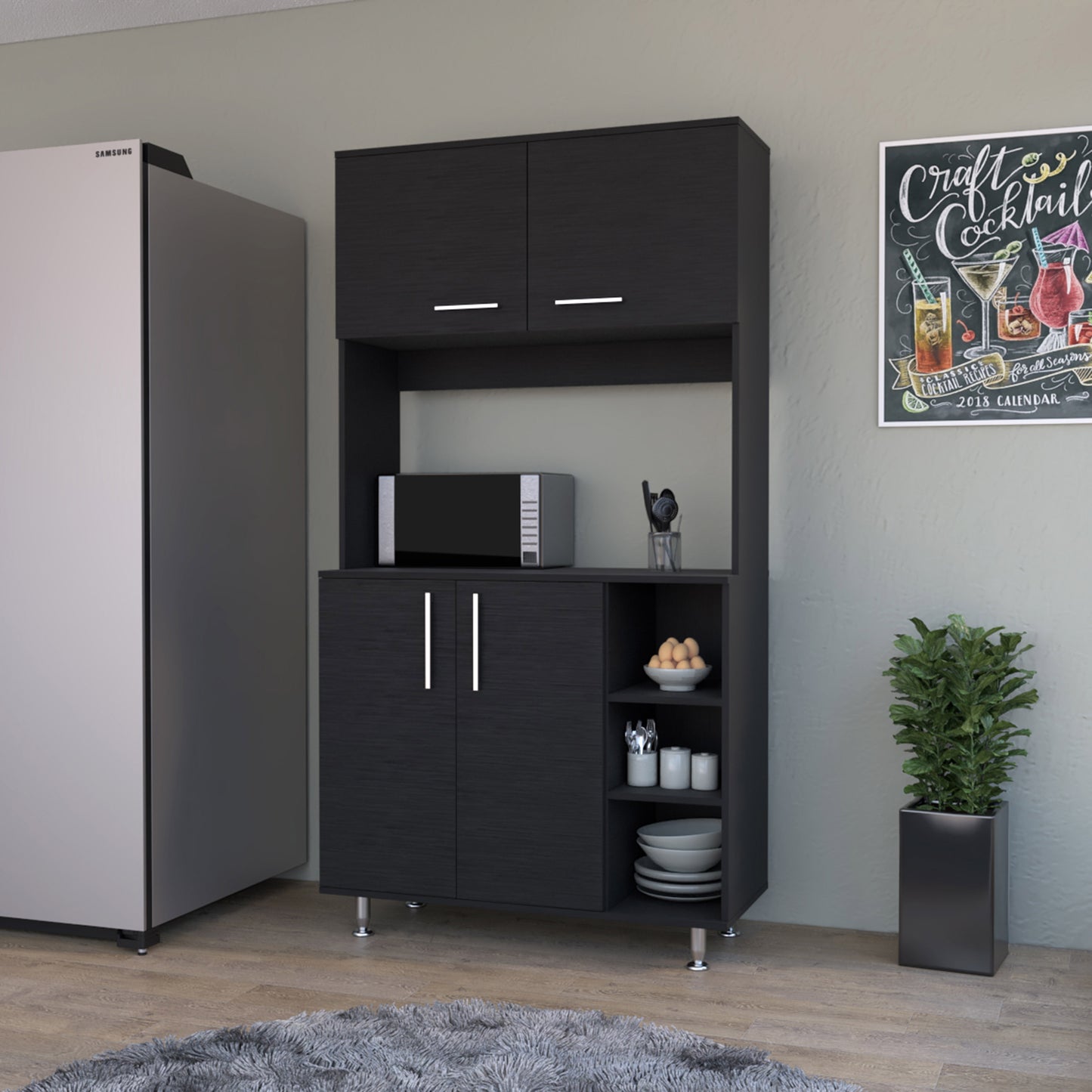 Colorado Pantry Cabinet, Three Open Shelves