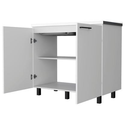 White Kitchen Server Cabinet with Sink - 20.67" W