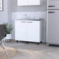 Oklahoma 2 Utility Sink & Cabinet, Interior Shelf, Stainless Steel Countertop