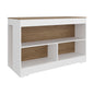 Worland,Kitchen Island with Open Storage and Multi-Purpose Shelving,White and Natural Oak