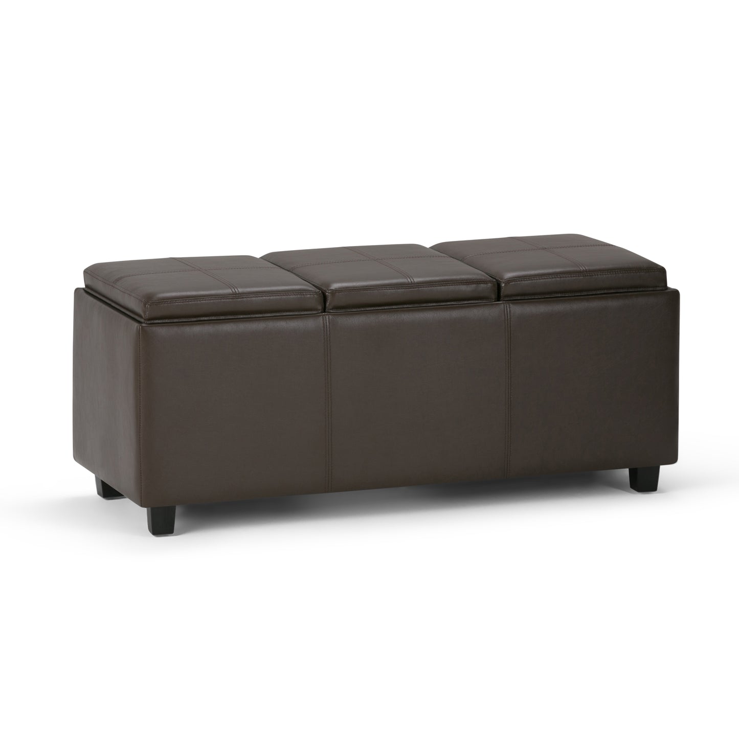 Avalon 42 inch Wide Storage Ottoman in Chocolate Brown Vegan Leather