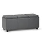 Avalon 42 inch Wide Storage Ottoman in Stone Grey Vegan Leather