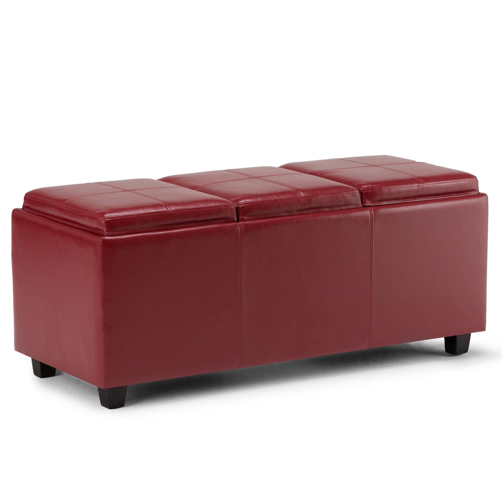 Avalon 42 inch Wide Storage Ottoman in Red Vegan Leather