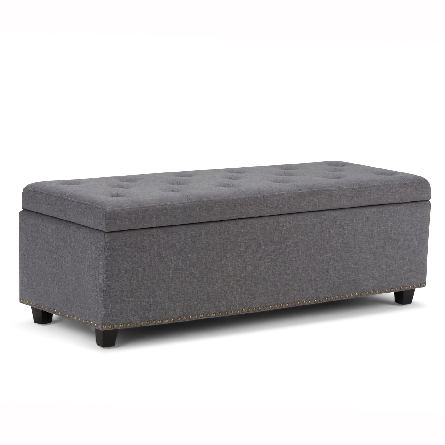 Hamilton 48 inch Wide Storage Ottoman in Slate Grey Linen-Look Fabric
