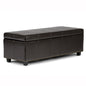 Kingsley 48 inch Wide Large Storage Ottoman in Coffee Brown Vegan Leather