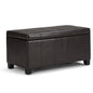 Dover 36 inch Wide Storage Ottoman Bench in Tanners Brown Vegan Leather