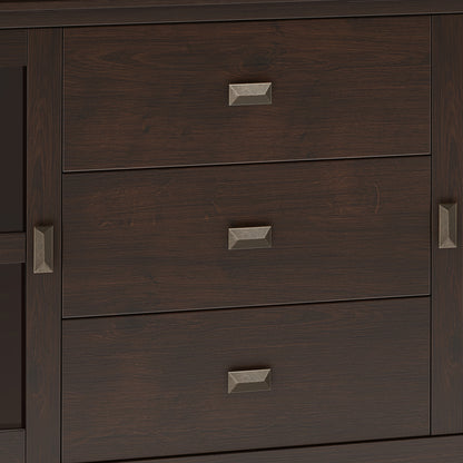 Dark Brown Wood Sideboard Buffet - 60" Wide