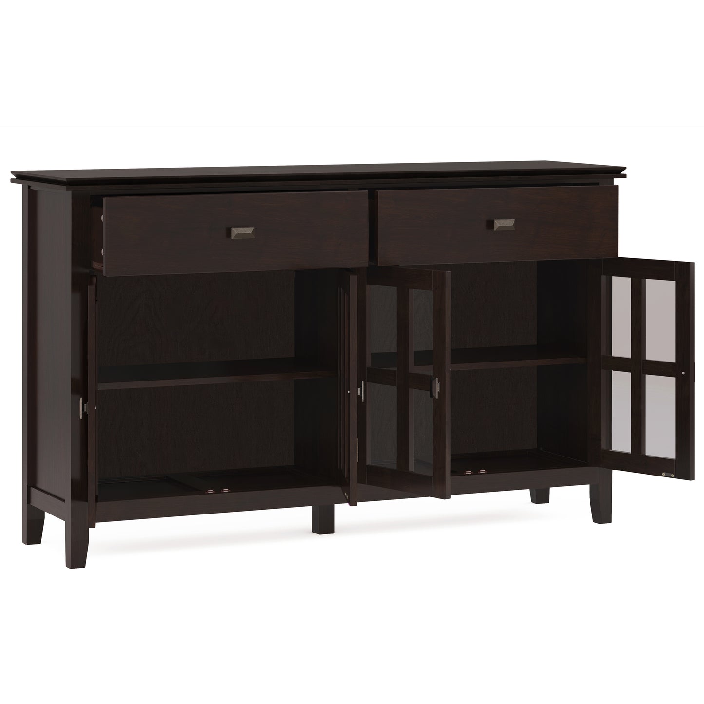 Dark Brown Wood Buffet Server - 60" Wide