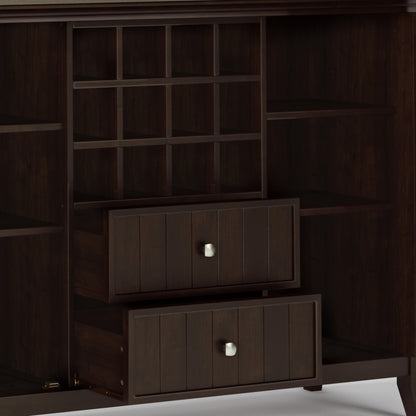 Dark Brown Wood Sideboard Buffet with Wine Rack - 54" Wide