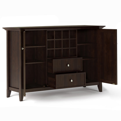 Dark Brown Wood Sideboard Buffet with Wine Rack - 54" Wide