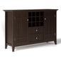 Bedford 54 inch Wide Solid Wood Sideboard Buffet and Wine Rack in Dark Chestnut Brown