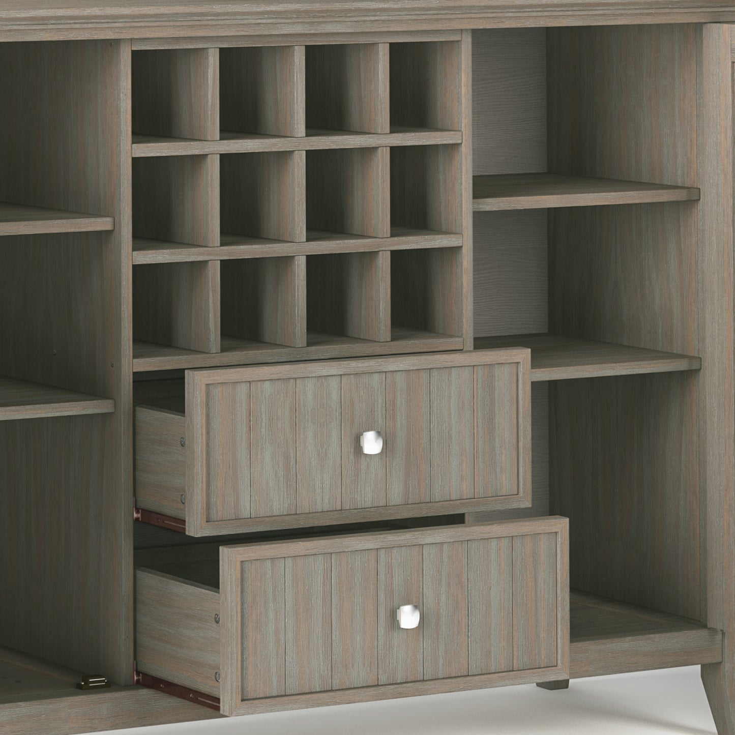 Light Brown Wood Sideboard Buffet with Wine Rack - 54"W