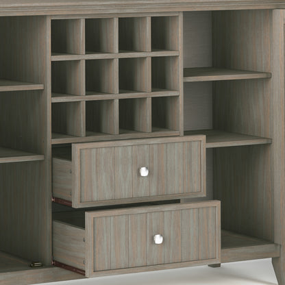 Light Brown Wood Sideboard Buffet with Wine Rack - 54"W