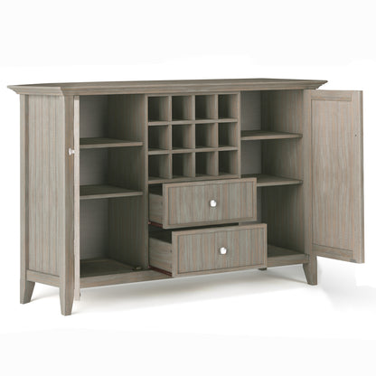 Light Brown Wood Sideboard Buffet with Wine Rack - 54"W