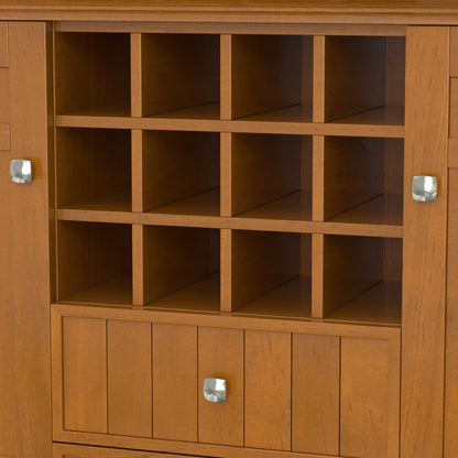 Light Brown Solid Wood Sideboard for Dining Room Storage and Wine Rack