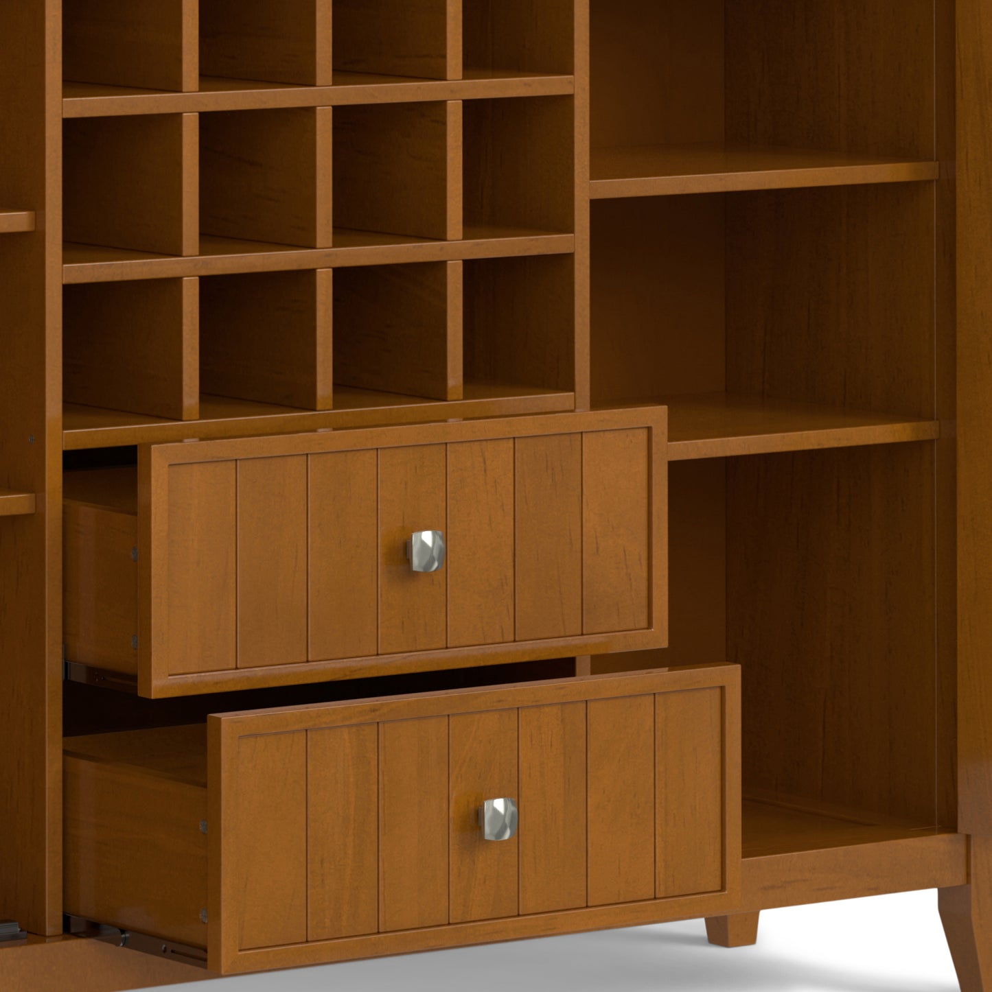 Light Brown Solid Wood Sideboard for Dining Room Storage and Wine Rack