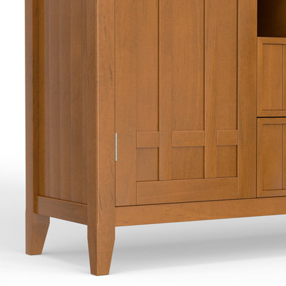 Light Brown Solid Wood Sideboard for Dining Room Storage and Wine Rack
