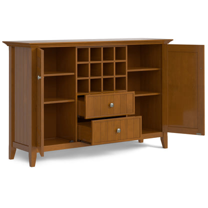 Light Brown Solid Wood Sideboard for Dining Room Storage and Wine Rack