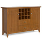 Bedford 54 inch Wide Solid Wood Sideboard Buffet and Wine Rack in Light Golden Brown
