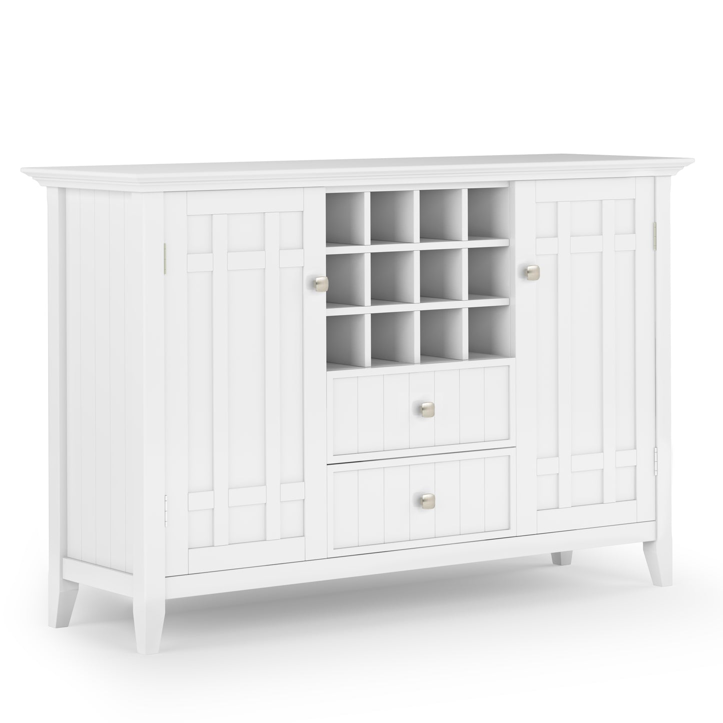 Bedford 54 inch Wide Solid Wood Sideboard Buffet and Wine Rack in White