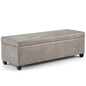 Avalon 48 inch Wide Storage Ottoman Bench in Distressed Grey Taupe Vegan Leather