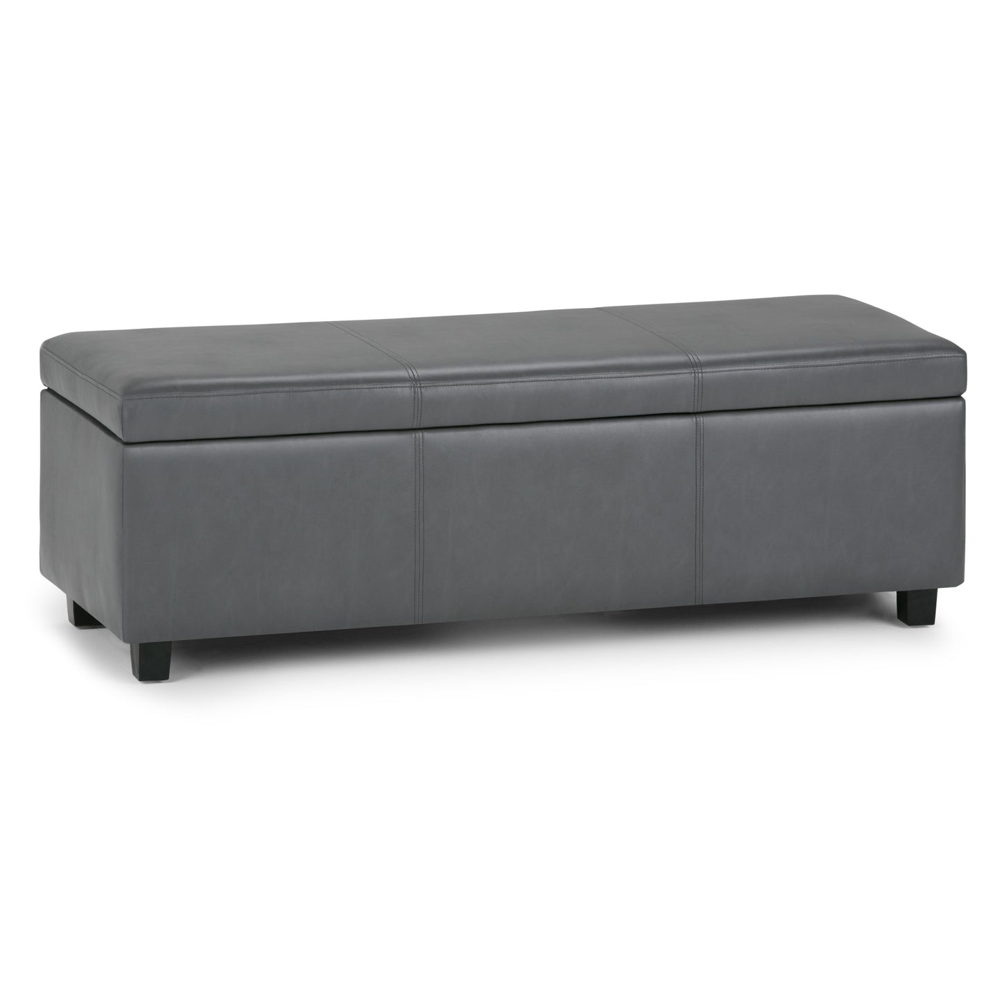 Avalon 48 inch Wide Storage Ottoman Bench in Stone Grey Vegan Leather