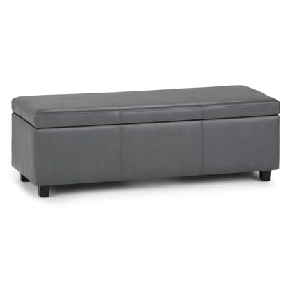 Avalon 48 inch Wide Storage Ottoman Bench in Stone Grey Vegan Leather