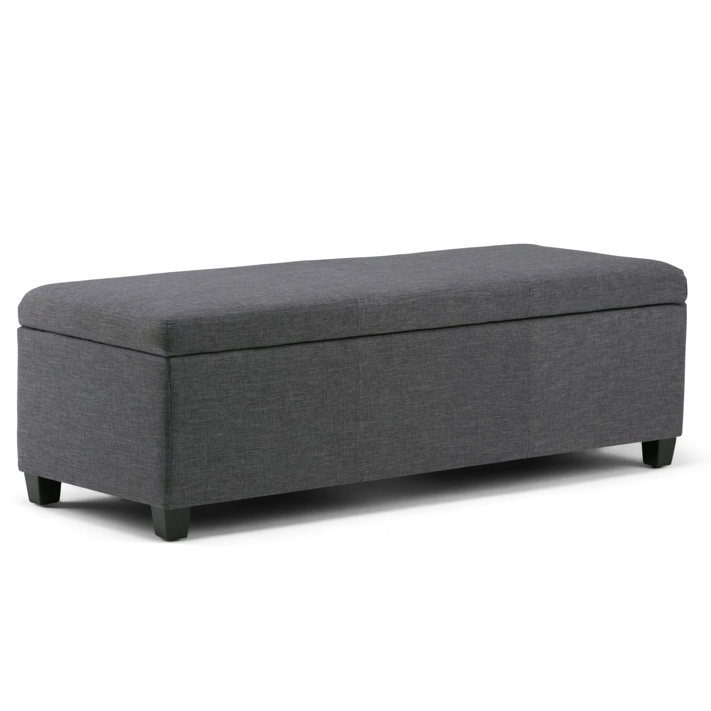 Avalon 48 inch Wide Storage Ottoman Bench in Slate Grey Linen Look Fabric