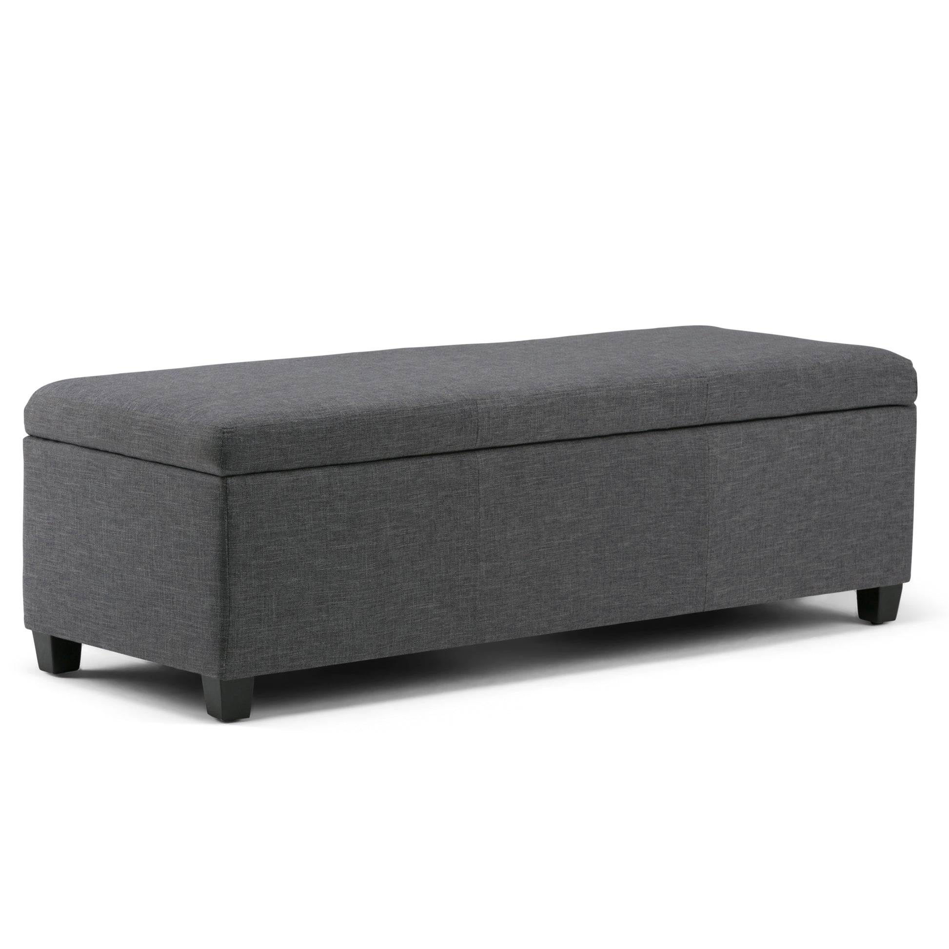 Avalon 48 inch Wide Storage Ottoman Bench in Slate Grey Linen Look Fabric