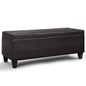 Avalon 44 inch Wide Lift Top Rectangular Storage Ottoman in Tanners Brown Vegan Leather