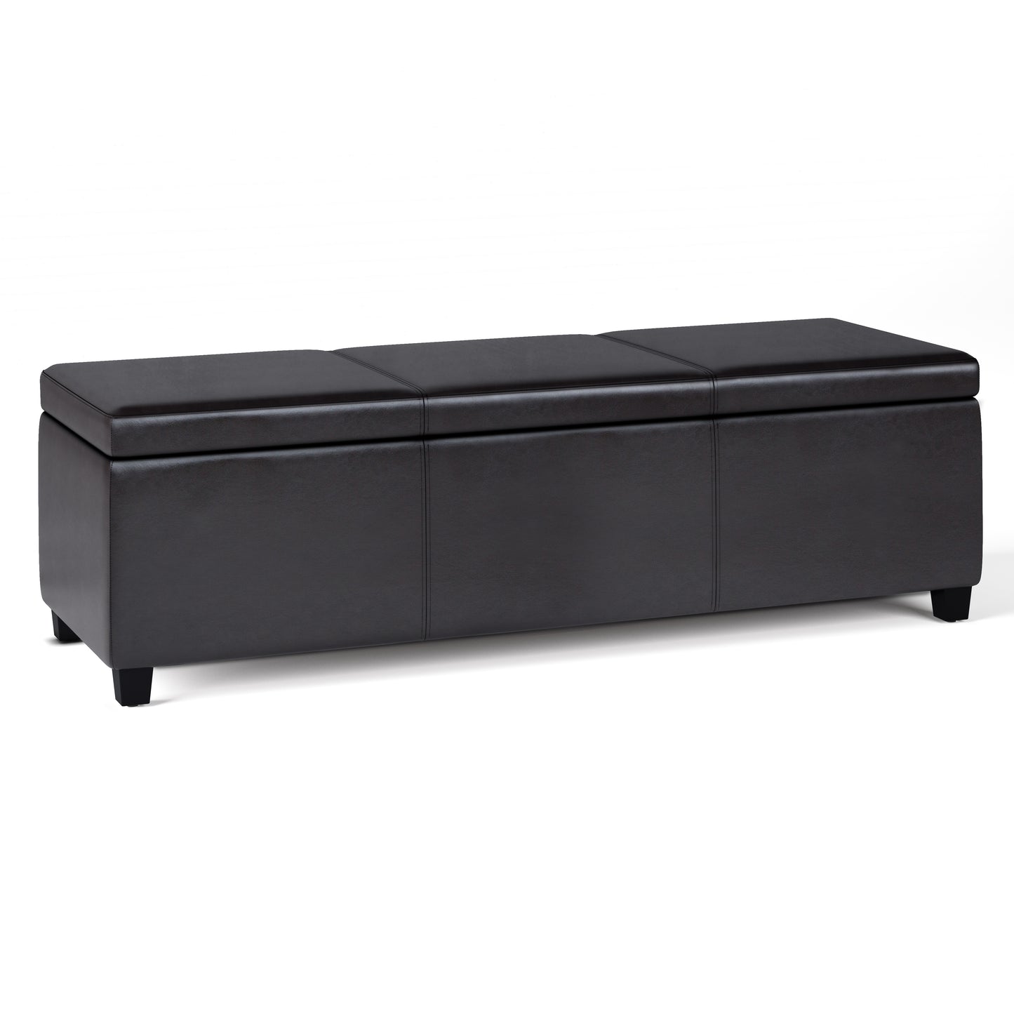 Avalon 54 inch Wide Extra Large Storage Ottoman Bench in Tanners Brown Vegan Leather