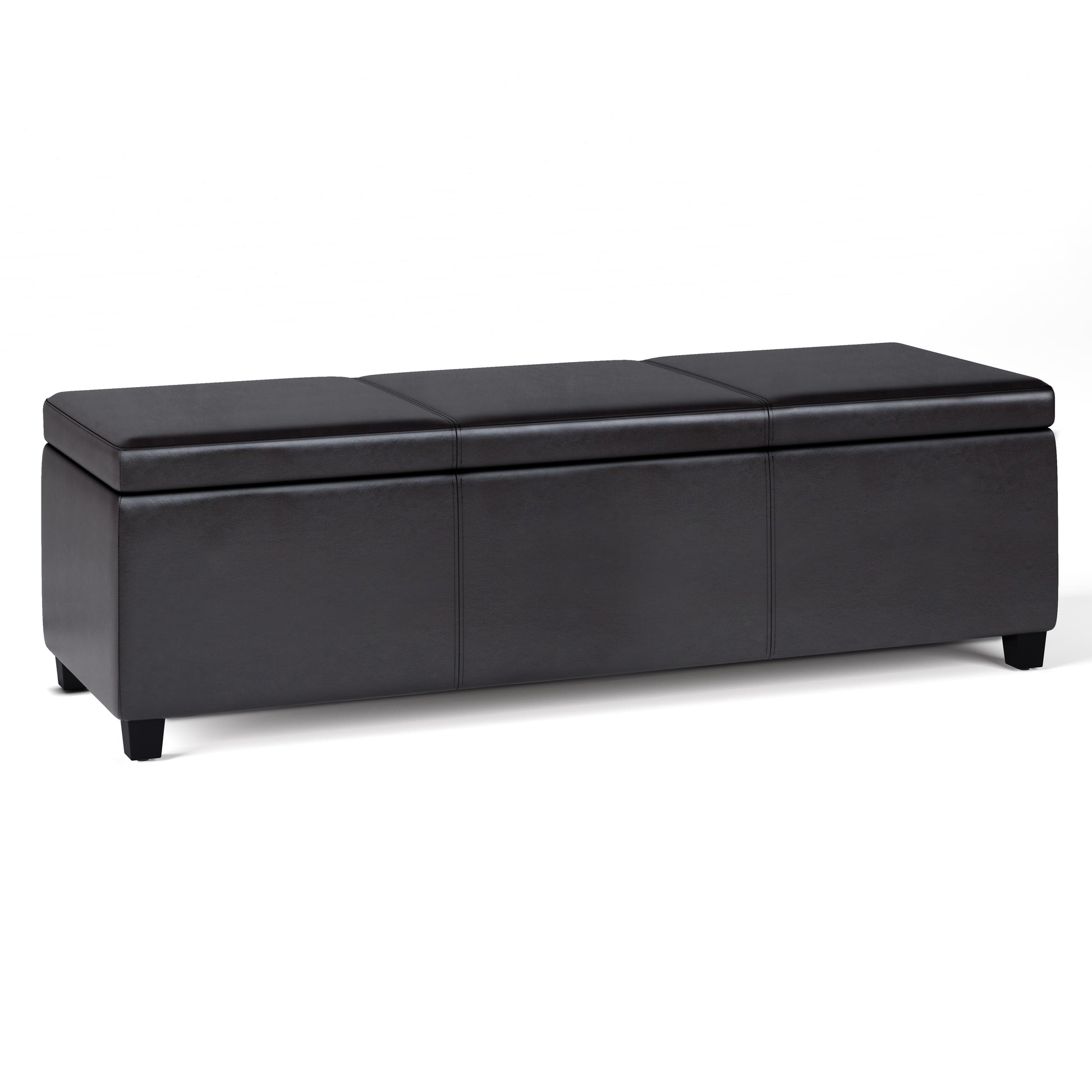 Avalon 54 inch Wide Extra Large Storage Ottoman Bench in Tanners Brown Vegan Leather