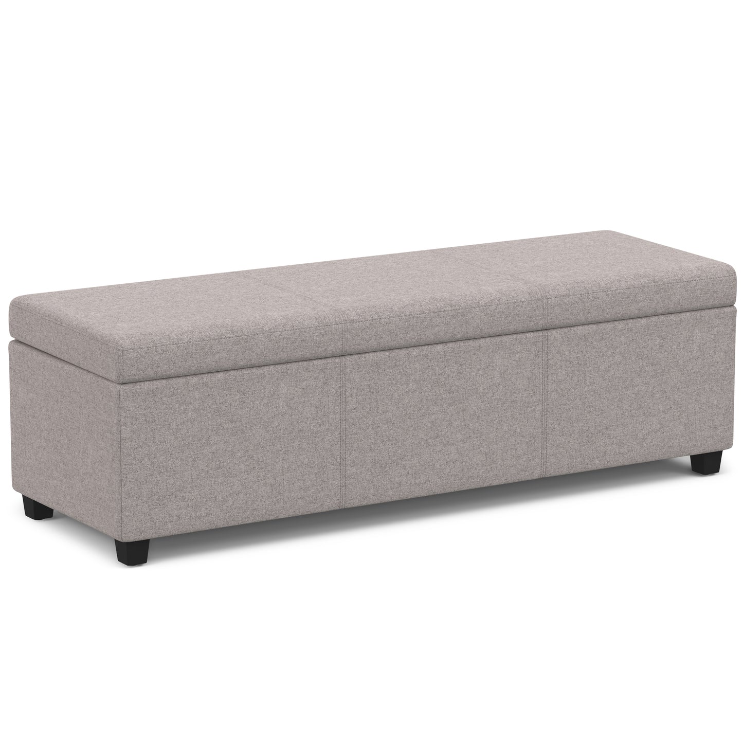 Avalon 54 inch Wide Extra Large Storage Ottoman Bench in Cloud Grey Polyester Linen Fabric