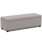 Avalon 54 inch Wide Extra Large Storage Ottoman Bench in Cloud Grey Polyester Linen Fabric