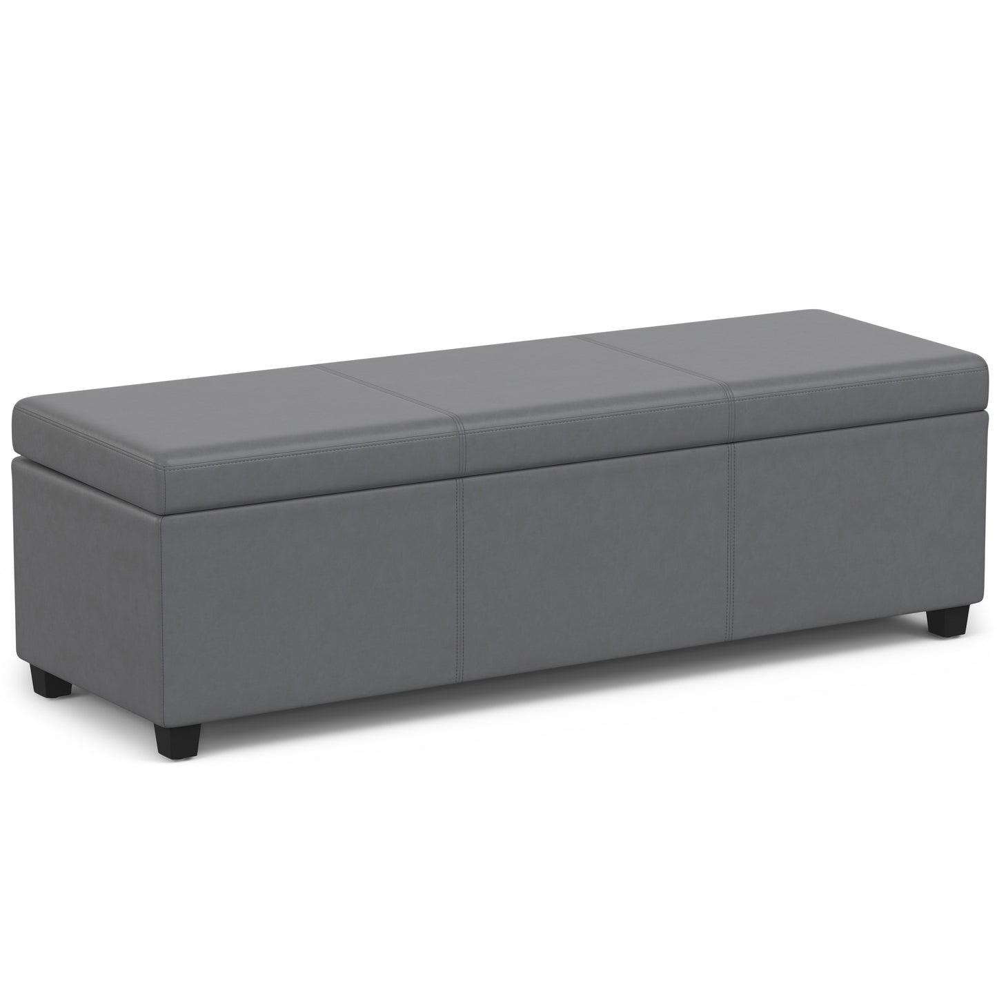 Avalon 54 inch Wide Extra Large Storage Ottoman Bench in Stone Grey PU Faux Leather
