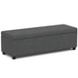 Avalon 54 inch Wide Extra Large Storage Ottoman Bench in Slate Grey Polyester Linen Fabric